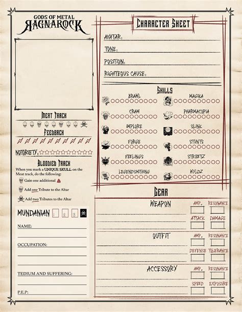 gods of metal ragnarock character sheet|Gods of Metal: Ragnarock .